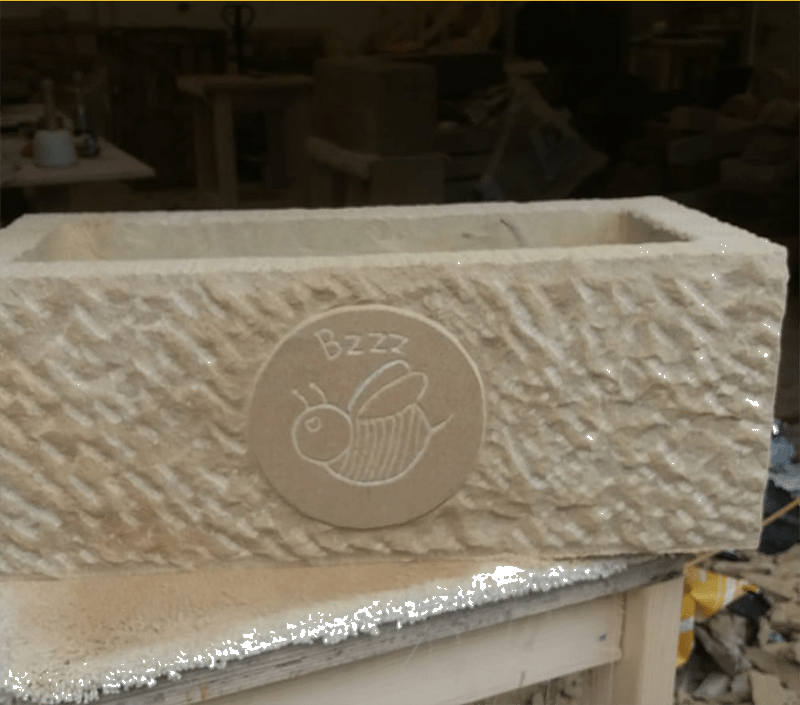 Stone Carved Bumble Bee Planter