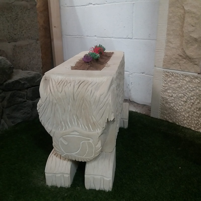 Stone Carved Helein Cow Planter